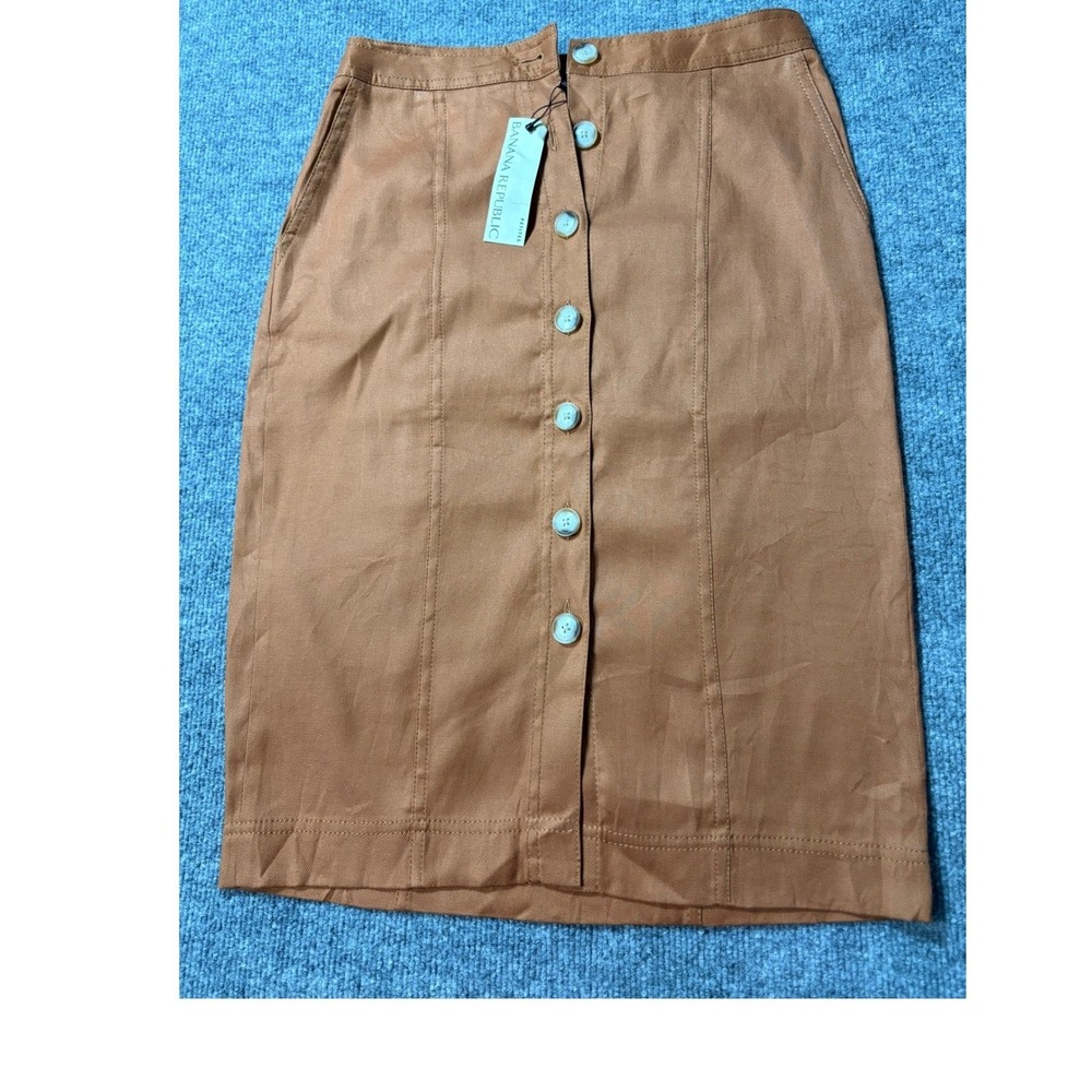 Banana Republic Womens 2P Brown Button Front Midi Skirt Camel New 589497-01-1